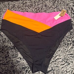 PINK Victoria's Secret Colorblock Bikini Bottom - Pink, Orange, Black